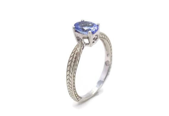 Blue Tanzanite Ring, White Gold Tanzanite Ring, Wo