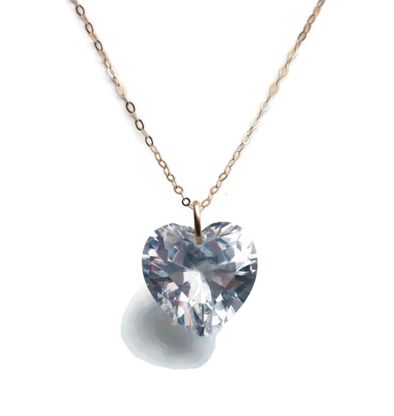 Cubic Zirconia Heart Necklace - Cubic Zirconia Heart Pendant Cubic Zirconia Heart Necklace - Cubic Zirconia Heart Pendant