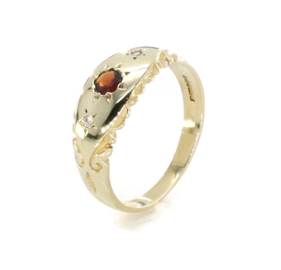 Garnet Diamond Ring, Garnet Ring, Vintage Garnet R