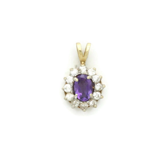 Amethyst CZ Pendant, Purple Amethyst, Oval Amethys