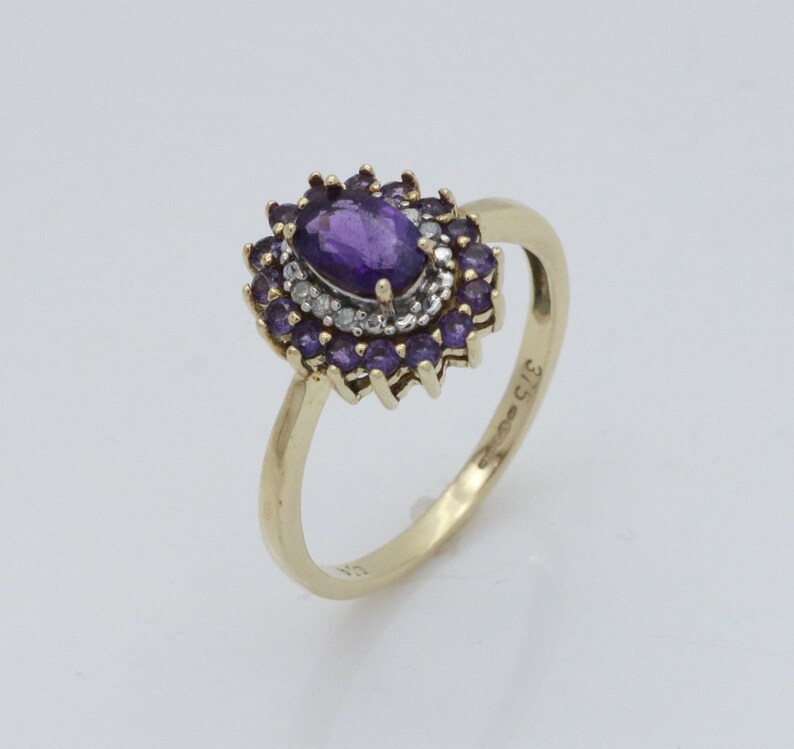 Vintage Amethyst Ring Halo Engagement Vintage Ring Vintage Diamond Ring Amethyst Halo Ring Vintage Engagement Ring Diamond Halo Ring