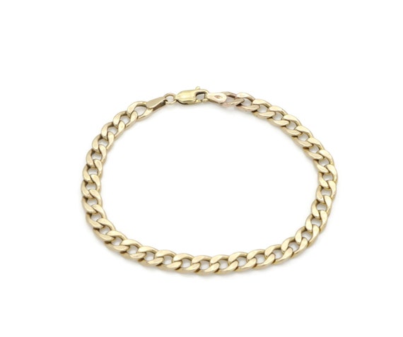 Gold Bracelet, Gold Curb Bracelet, Gold Chain Brac
