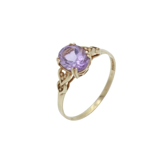 Amethyst Solitaire Ring, Purple Amethyst Ring, Ame