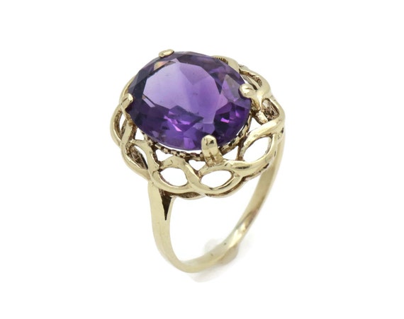 Amethyst Ring, gold gemstone ring, Statement ring,