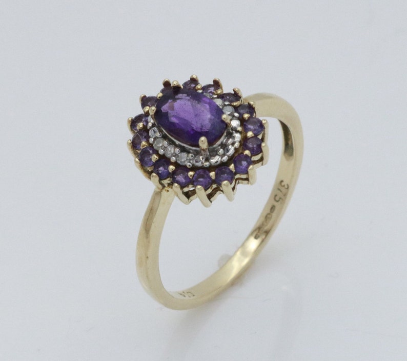 Vintage Amethyst Ring Halo Engagement Vintage Ring Vintage Diamond Ring Amethyst Halo Ring Vintage Engagement Ring Diamond Halo Ring