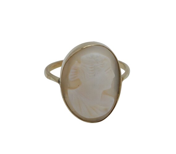 Shell Cameo Ring, Gold Cameo Ring, Cameo Ring, Vin