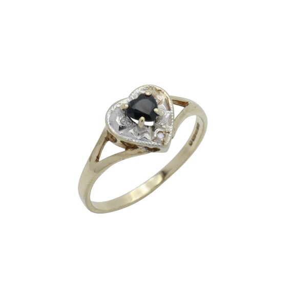 Black Sapphire Ring, Sapphire Heart Ring, Black Sa