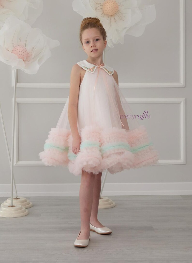 Fairy Princess Dress Layered Tulle Flower Dress Elegant and Noble Girls' Dress