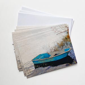 Grußkarten | Leere Innenkarten | Ruderboot auf Conneticut River Karten | 8 13x18 Klappkarten (gleiches Design)