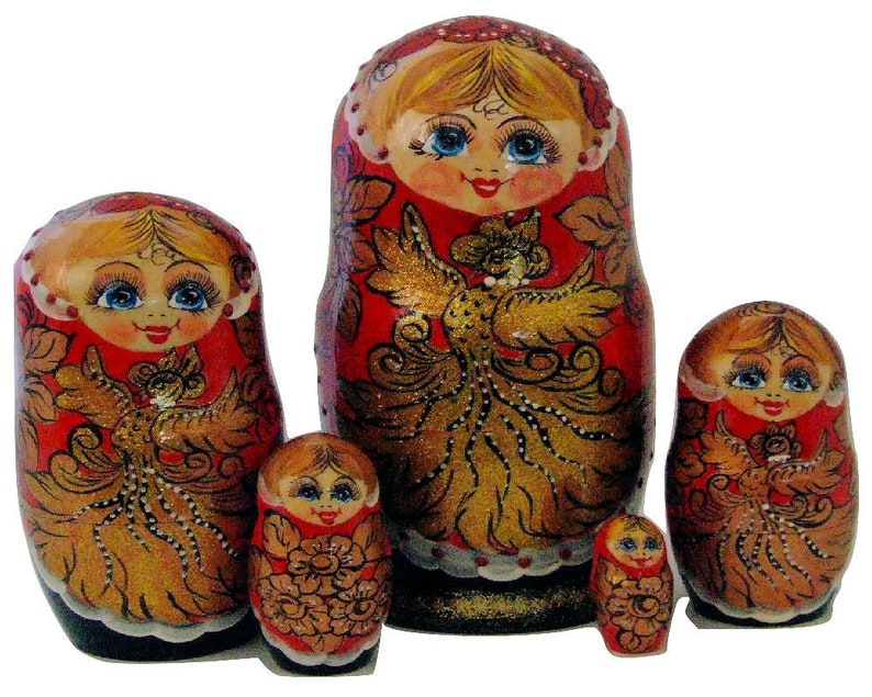 5pcs Hand Painted Russian Nesting Doll of The Flinstones Medium