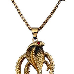 The Golden Cobra with Red Gemstone Eyes with Golden chain