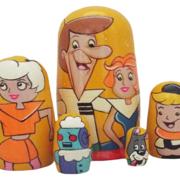 5pcs Hand Painted Russian Nesting Doll of Jetsons Large 7"