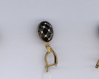 Ruso Faberge azul / oscuro joyería 3 piezas de diseño .925 Sterling