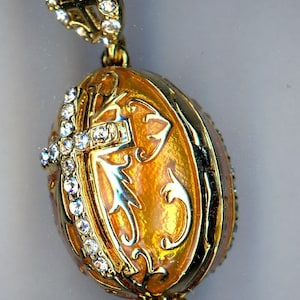 Russian Faberge Silver egg Pendant, Gold Charm w/opened to 3 piece set. .925