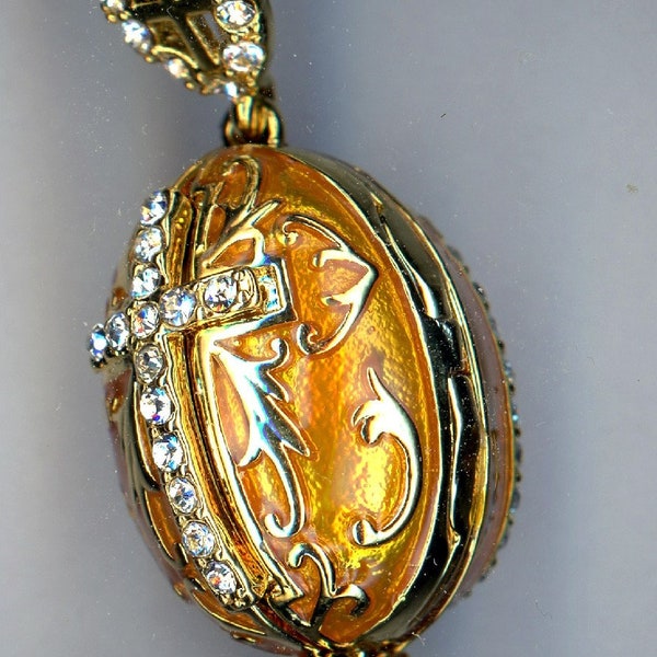 Russian Faberge Silver egg Pendant, Gold Charm w/opened to 3 piece set. .925