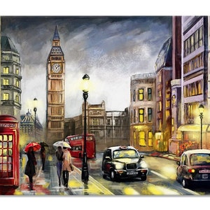 City Scene of London (Big Ben?) with movement , &quot;London Traffic&quot; w/LED back lighting