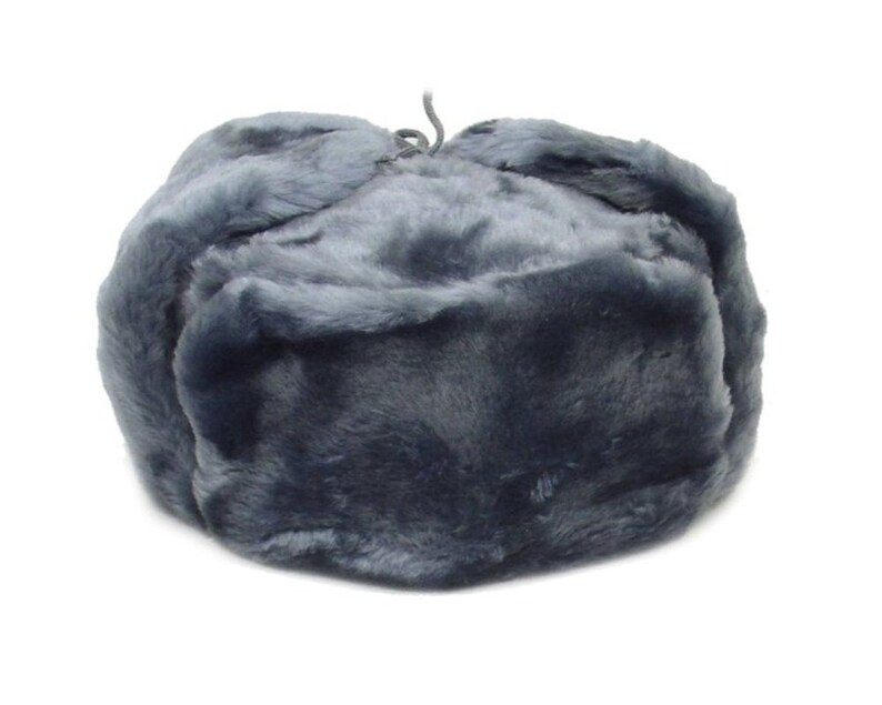 56 cm Authentic Russian Military Gray Ushanka Hat Imperial Eagle Size Small