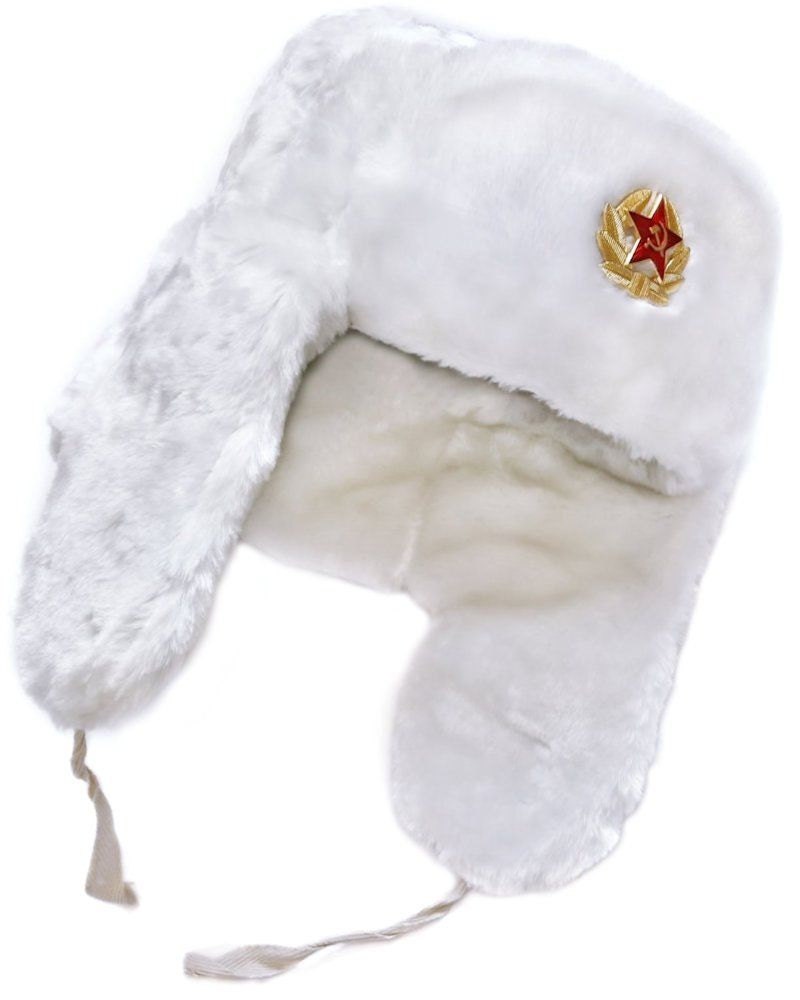 Autentico cappello militare russo Colbacco bianco con distintivo