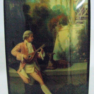 One of a Kind Fedoskino Lacquer Box &quot;A Noble with Music&quot; by Tretyakov Victor