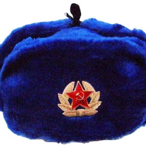Authentic Russian Blue Ushanka Hat W 