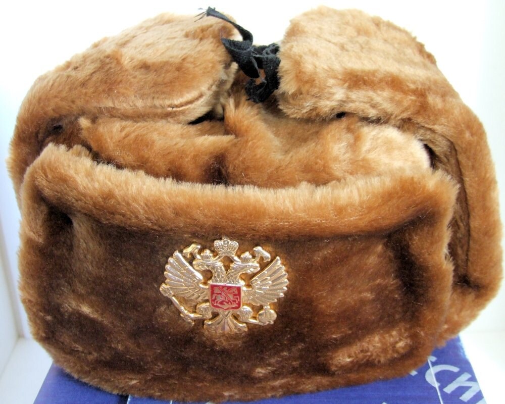 Authentic Russian Military Camel Brown KGB Ushanka Hat W