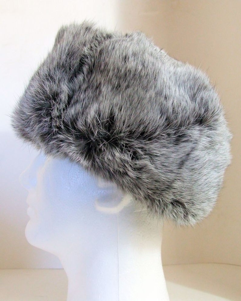 Authentic Russian 100% Rabbit Fur Ushanka Silver W/ Black Ear | Etsy
