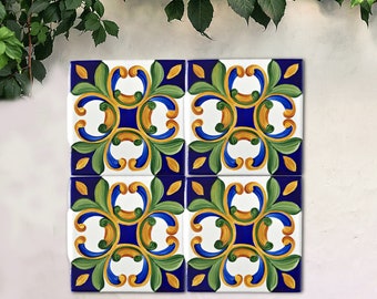 Italian Hand Painted SET of TILES, Ceramic tile art, Outdoor wall decor for patio, Talavera tiles