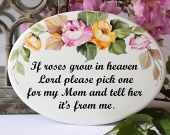 Mother remembrance gift, custom garden memorial plaque, ceramic outdoor plaque