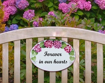 Wall garden plaque, ceramic memorial sign, personalized outdoor in loving memory sign, condolence gift for loss of a loved one