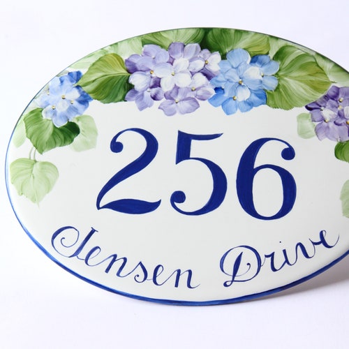 Custom Address Sign Hand Painted Ceramic House Number Plaque Etsy