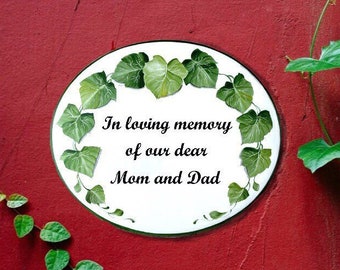 In memory of sign, condolence gift loss of mother, tile for garden memorial, custom ceramic sign for outdoor