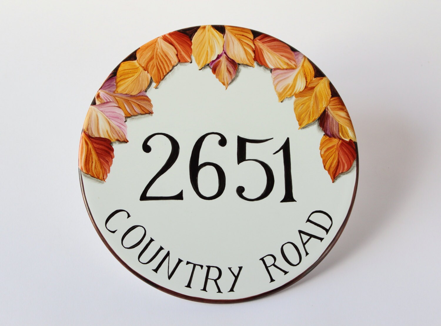 Round Number Plaque Outdoor House Numbers Address Sign Fall Etsy