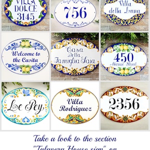 Blue Talavera House Sign Personalized Ceramic Address Numbers, Spanish House Name Sign Mediterranean Villa, Outdoor Home Decor image 7