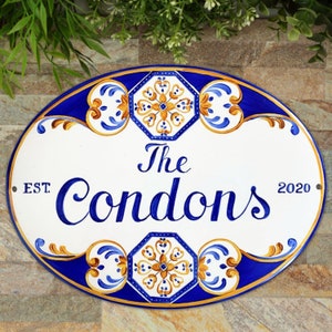 Benutzerdefinierte Familien Namensschild Talavera Decor, spanische Fliese - Willkommen Türschild, Outdoor Keramik Haus Plakette