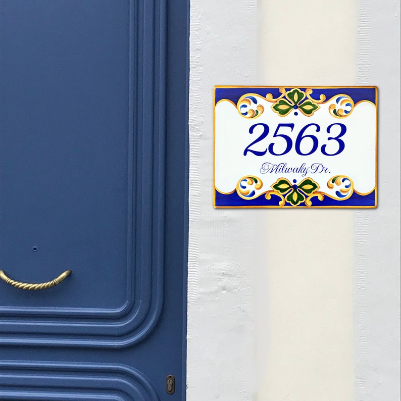 Spanish Talavera Address Sign, Custom House Numbers Tile, Ceramic