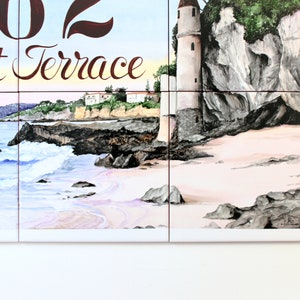 Custom ceramic tiles, Outdoor tiles mural art, Large house numbers, Wall decor tiles for beach house, Address tile image 4