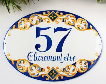 Custom Mexican House numbers tile address sign Talavera, Address numbers, Spanish House number plaque, Housewarming gift