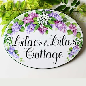 Placa personalizada para casa Lilacs Cottage, Placa personalizada, Placa personalizada, Placa personalizada para áreas externas, Placa com nome personalizada, Placa personalizada para casa