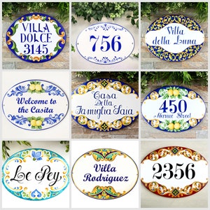 Villa Number Sign Talavera Custom House Number Sign, Round Address Plaque - Outdoor Name ...