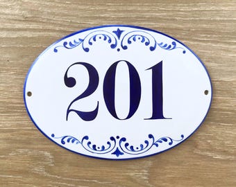 Blue House number plaque, Ceramic Address Sign, Custom Tile House Numbers, Spanish Revival