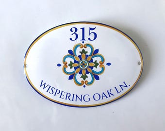 Hand Painted Talavera House Numbers | Custom Ceramic Address Sign for front Door