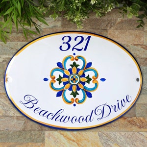 Custom address sign Ceramic house number Talavera house sign Mediterranean, Ceramic address numbers
