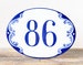 Oval custom House numbers, Entryway door numbers, Ceramic address plaque blue, Porcelain number sign, address sign outdoor, number tile 