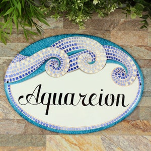 Mosaic Beach house Sign, Custom outdoor name sign, Coastal theme, Beach decor, Personalized Home Sign, Vacation rental sign