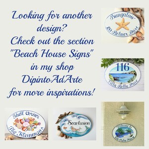 May include: A collection of hand-painted oval-shaped signs with beach-themed designs. The signs feature a variety of designs, including a seashell, a mermaid, a palm tree, and a starfish. The signs are all painted in bright colors and have a rustic, coastal feel.