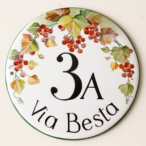 Personalized Round address sign, House Numbers with family name sign, Fall porch decor, Custom front door sign image 3