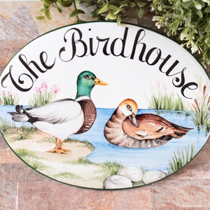 Custom cabin Sign with loom bird Ceramic house sign, Cottage Welcome sign for outdoor, Home sign customized image 4