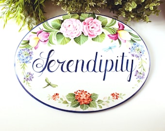 Flowers House sign, Custom Name - Outdoor Welcome sign