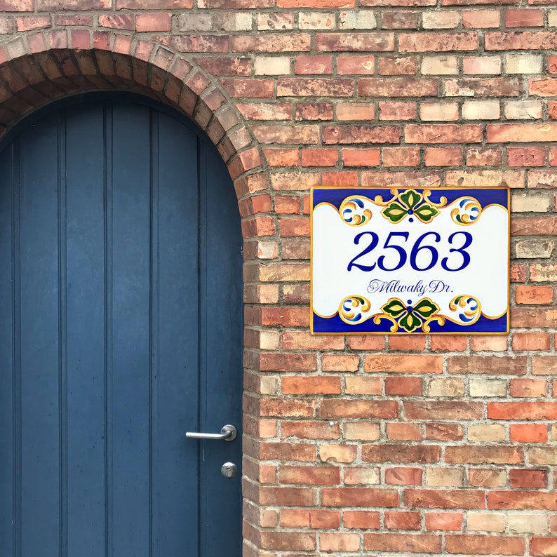 Spanish Talavera Address Sign, Custom House Numbers Tile, Ceramic