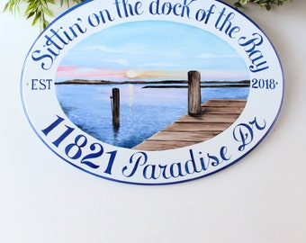 Sunset Personalized home sign outdoor, Lake house sign, Custom address sign, Personalized address plaque, coastal, Beach house sign